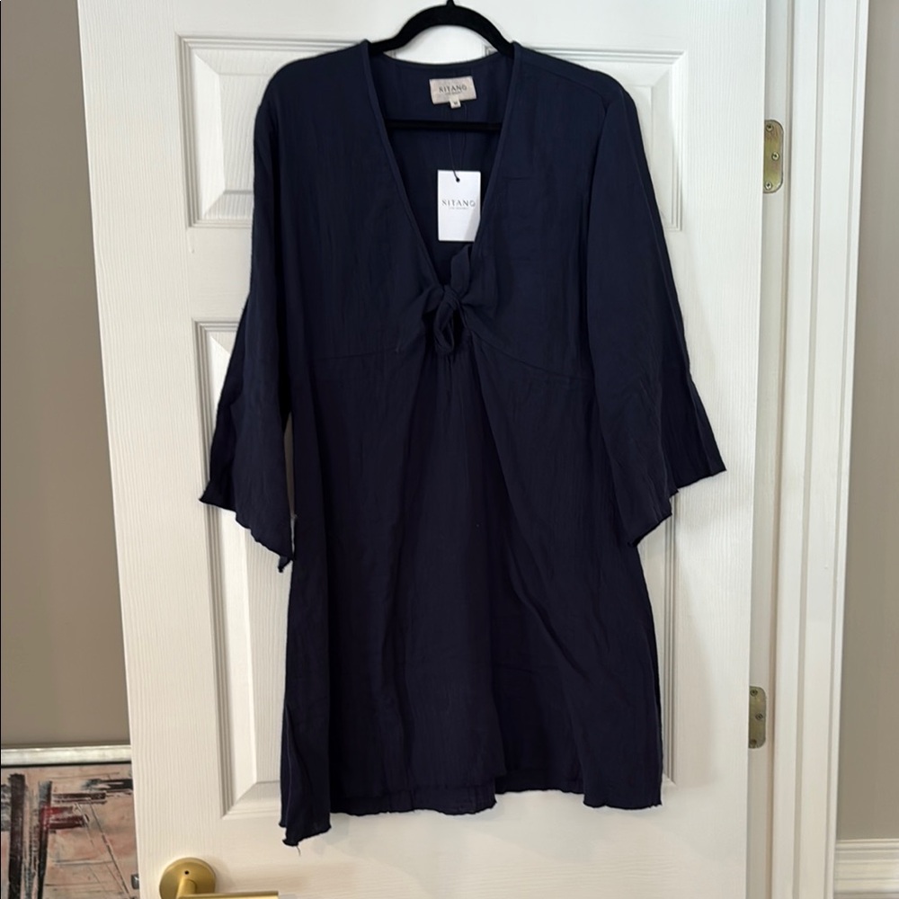 Navy 100% Cotton Mini Dress